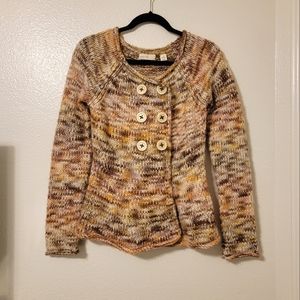 Anthropologie Sleeping On Snow Double Breasted Brown Marled Cardigan Sweater S